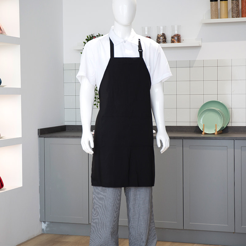33x27 '' grembiule per filo in poliestere a colore solido con tasche e bottoni regolabili