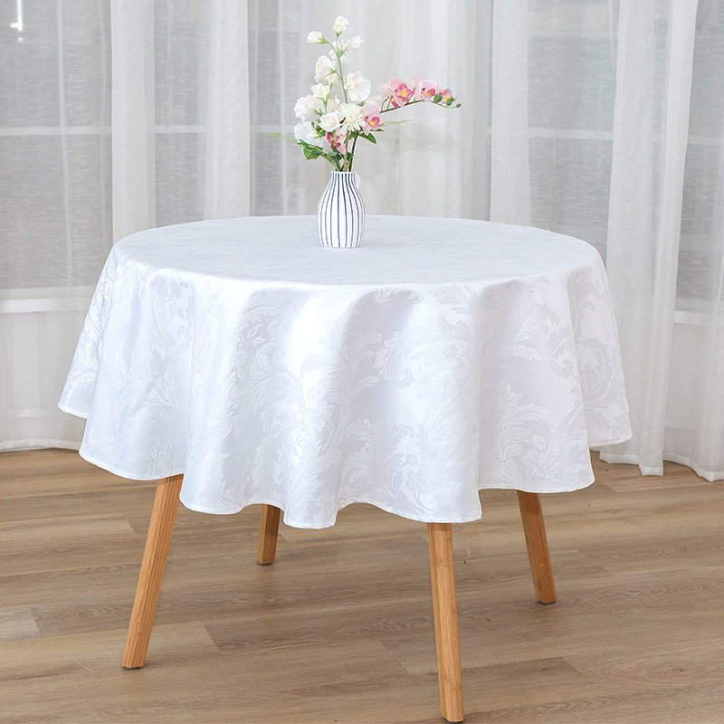 Tovaglia jacquard circolare grigio geometrico r160