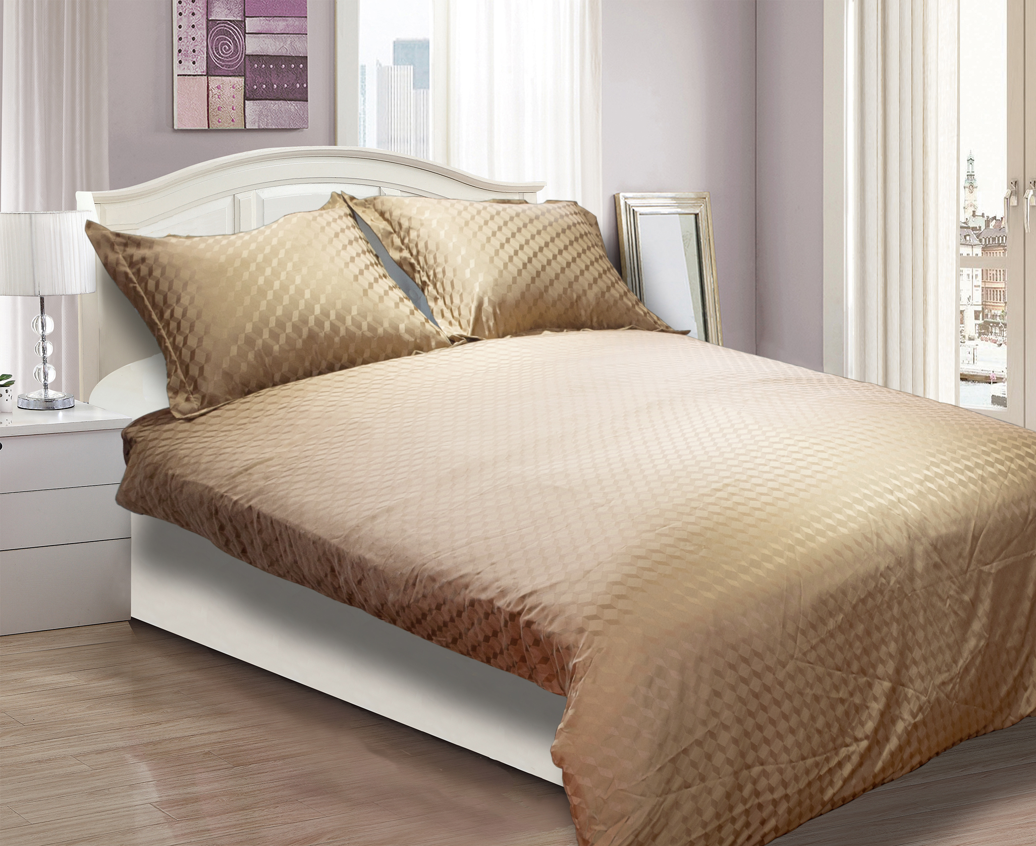 Set di biancheria da letto jacquard in oro oro 3d