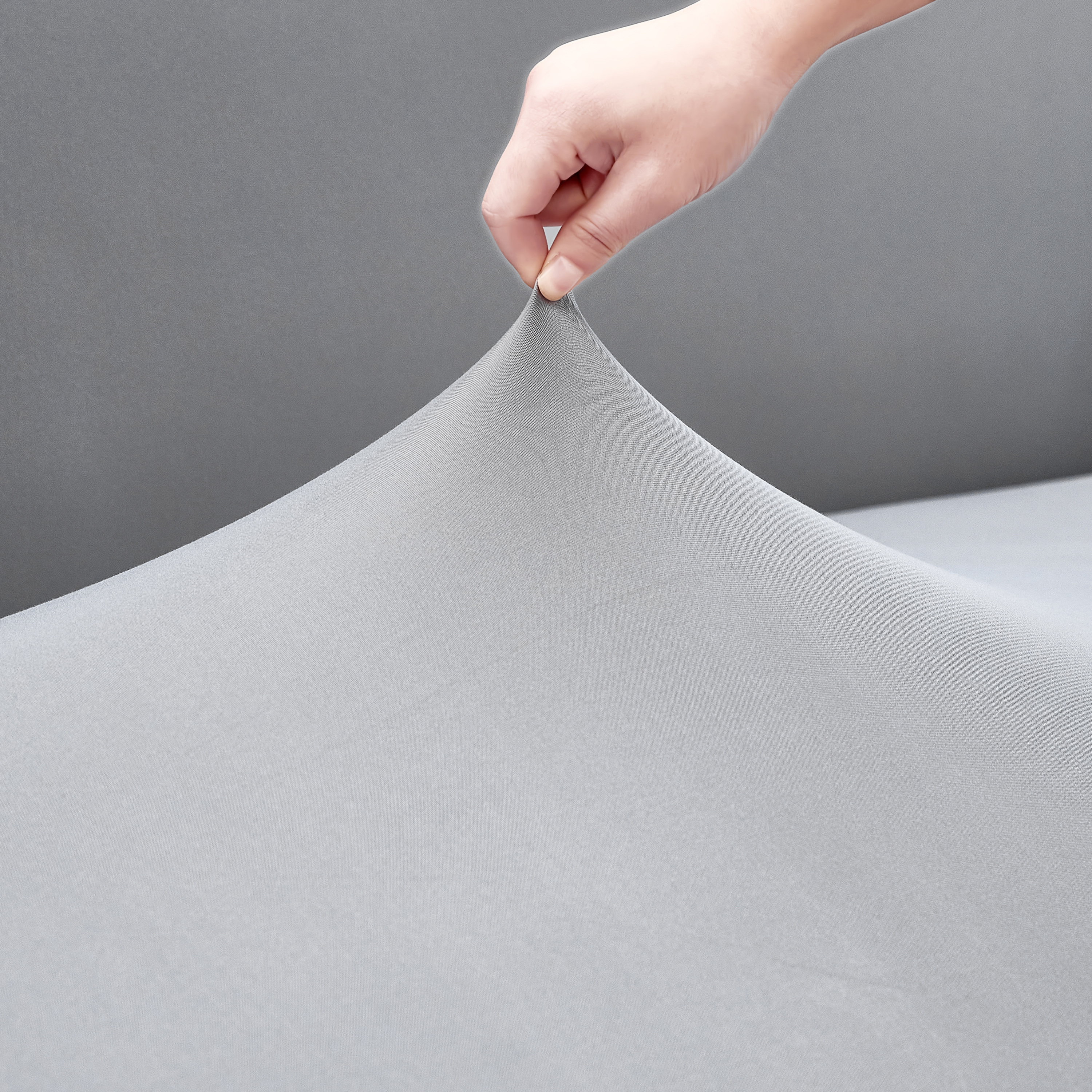 Divano elastico grigio in microfibra grigio