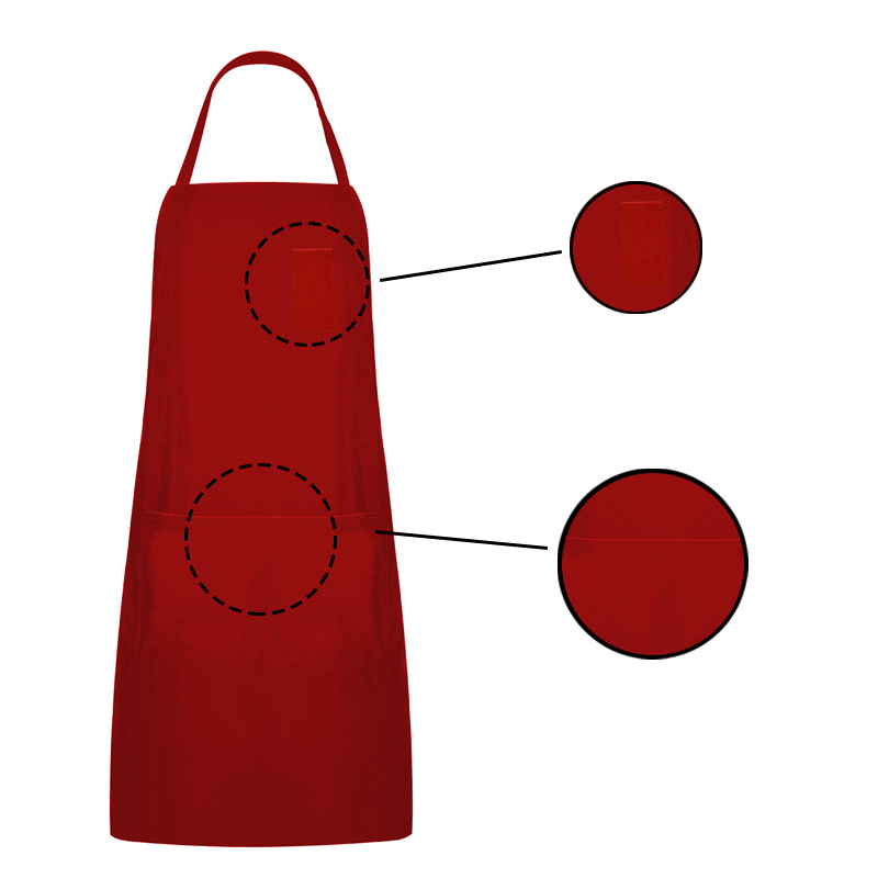 Grembiule di boccone in poliestere rosse con tre tasche
