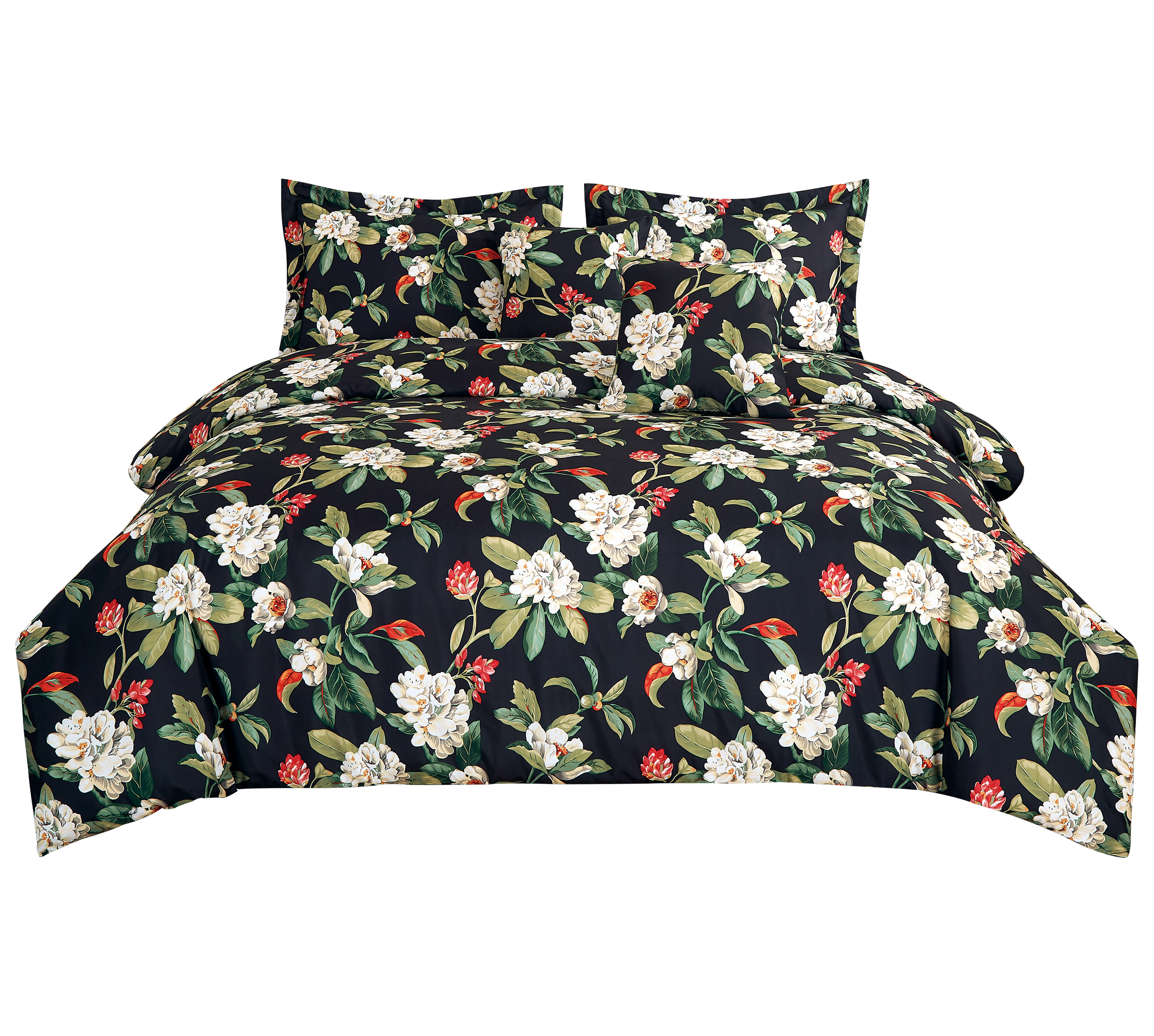 Kit da letto stampato in peonia nera